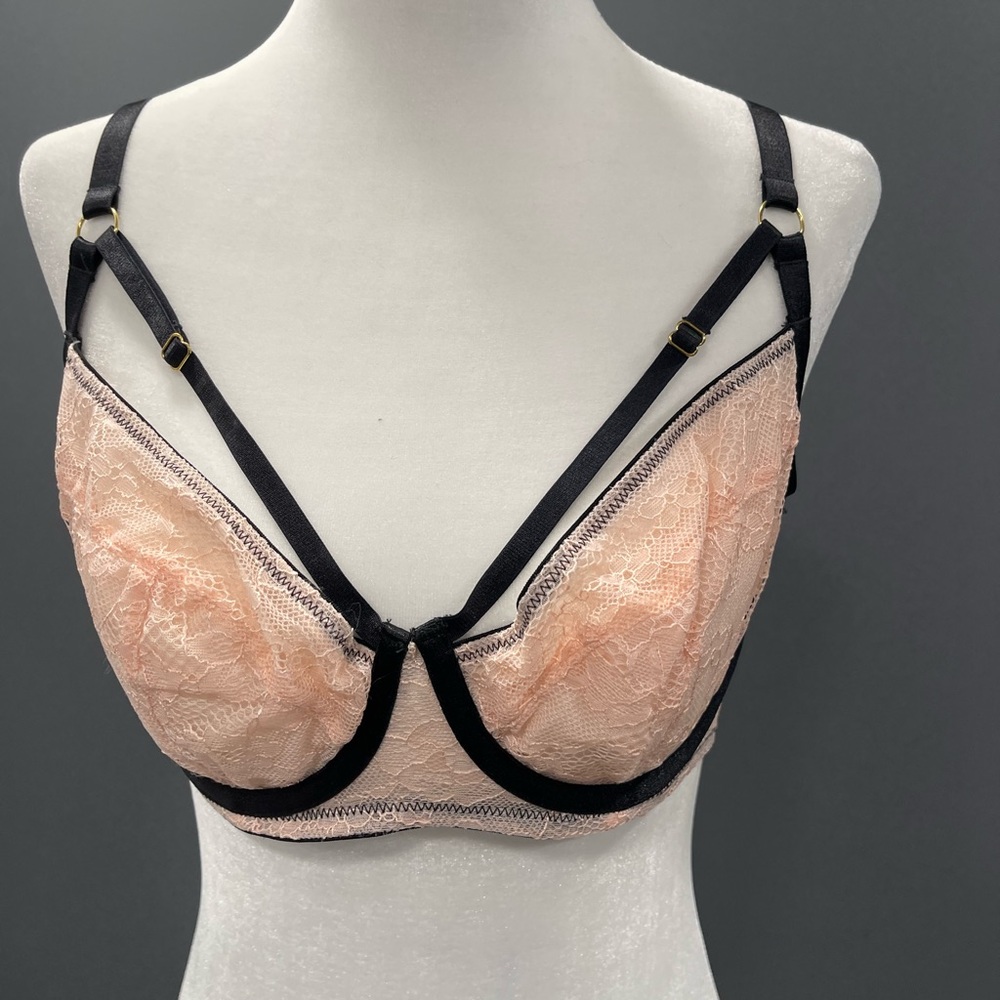 Wolf and Whistle Underwire Bra Pink Black 32F C3
